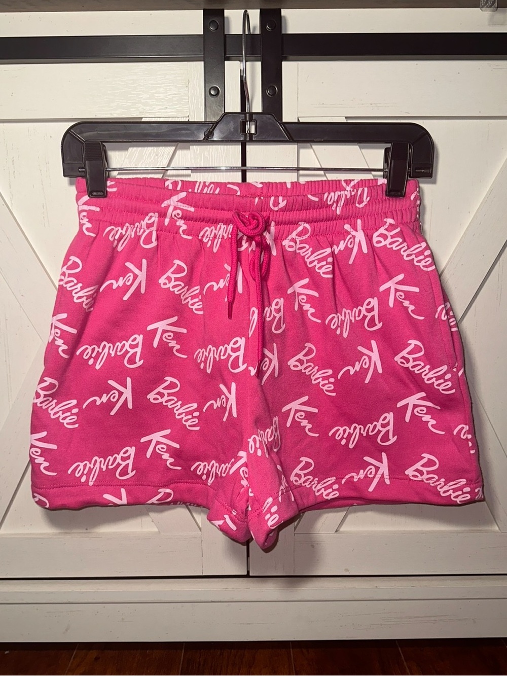 Barbie & Ken Hot Pink All-Over Logo Athletic Shorts
